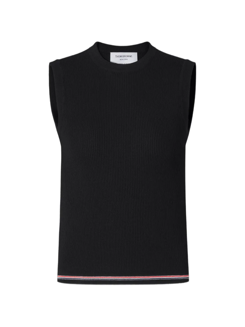 Thom Browne Geribbelde top met RWB-streep Zwart