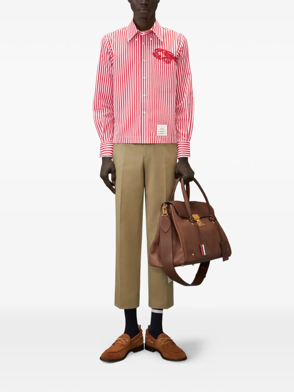 Thom Browne Lobster gestreept overhemd Rood