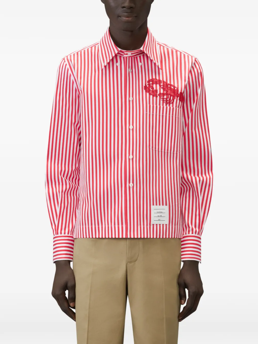 Thom Browne Lobster gestreept overhemd Rood
