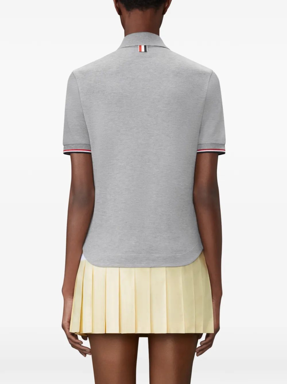 Thom Browne Piqué poloshirt met keyhole Grijs