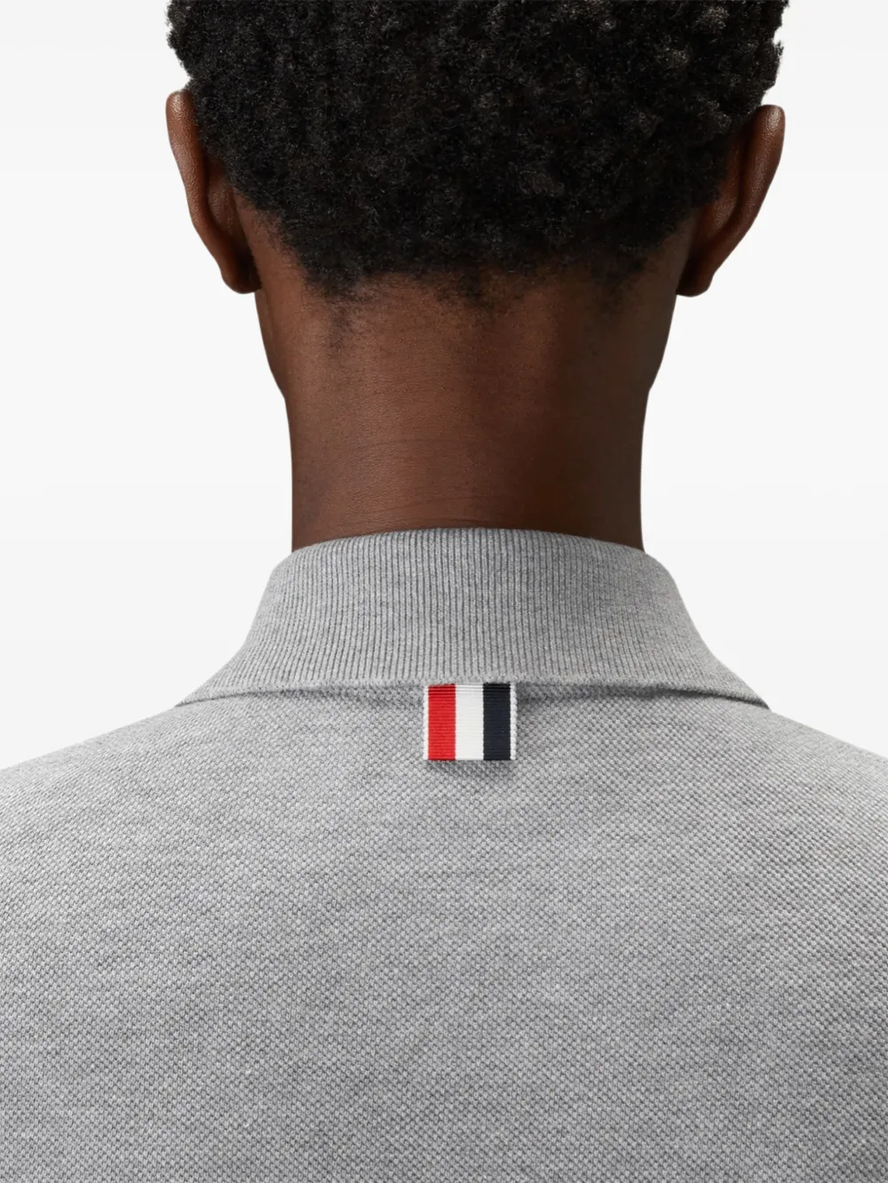 Thom Browne Piqué poloshirt met keyhole Grijs