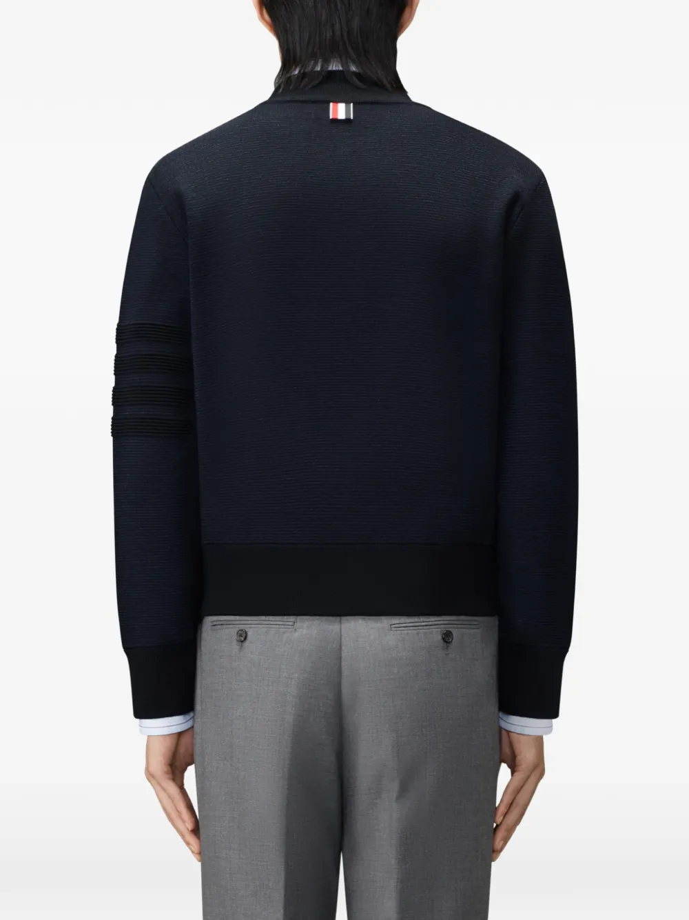 Thom Browne Ottoman bomberjack met vier strepen en Milano stiksel Blauw