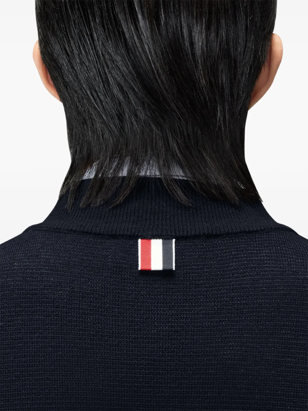 Thom Browne Ottoman bomberjack met vier strepen en Milano stiksel Blauw