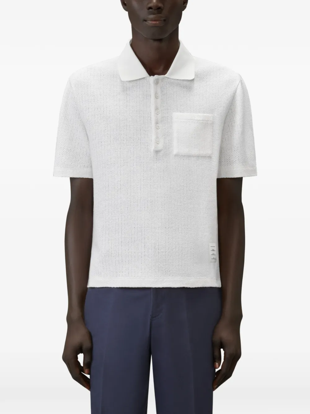 Thom Browne Katoenen-linnen poloshirt met textuur Wit