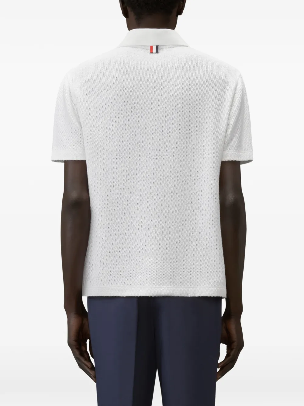 Thom Browne Katoenen-linnen poloshirt met textuur Wit