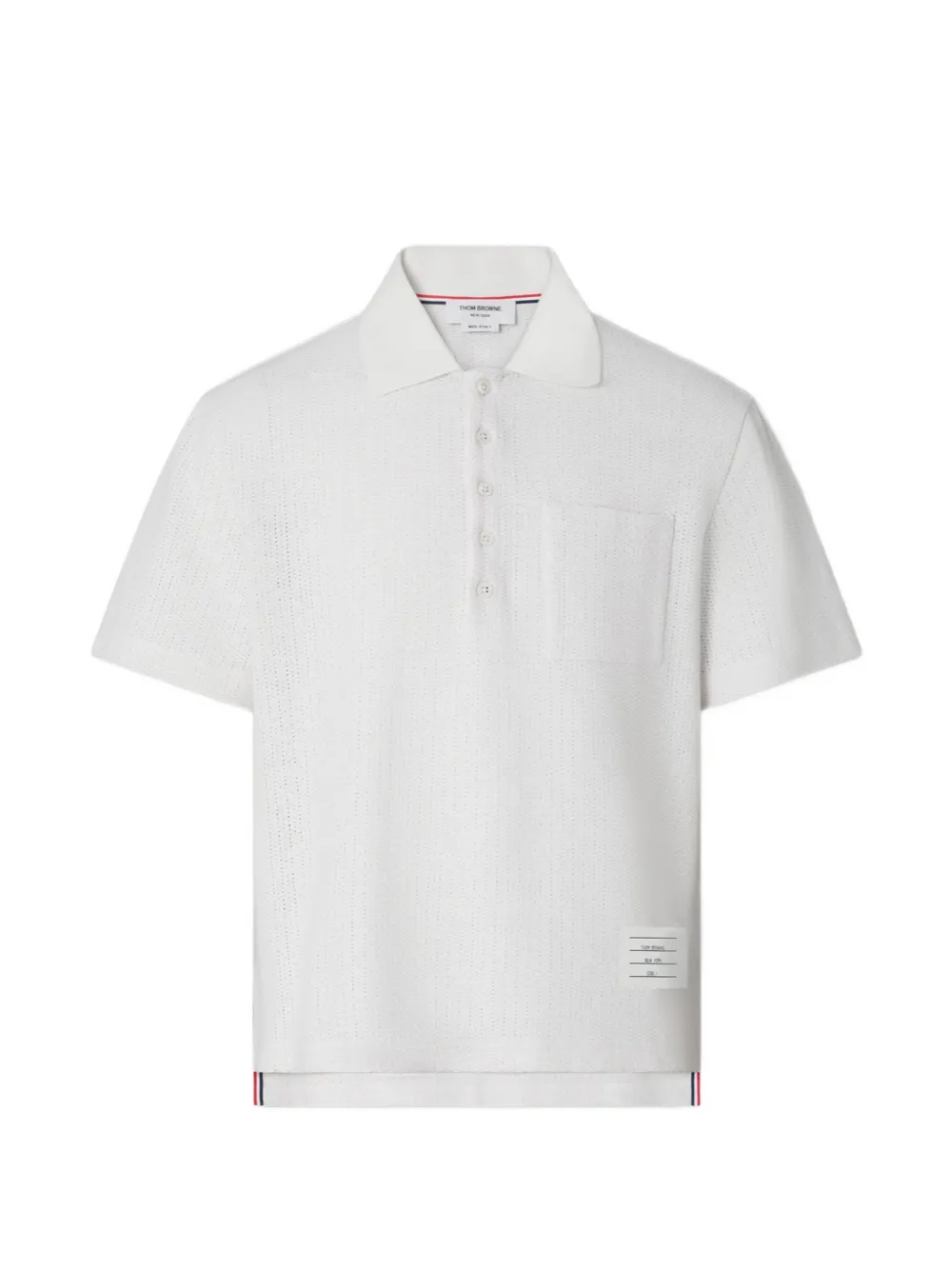 Thom Browne textured cotton-linen polo shirt - Bianco