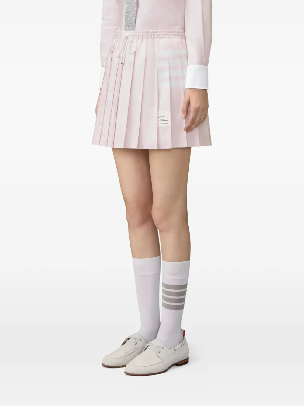 Thom Browne Mini-plooirok met trekkoord en vier strepen Roze