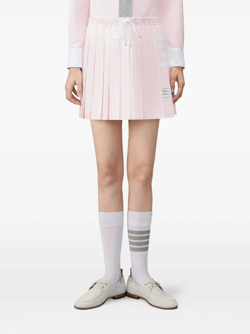 Thom Browne Mini-plooirok met trekkoord en vier strepen Roze