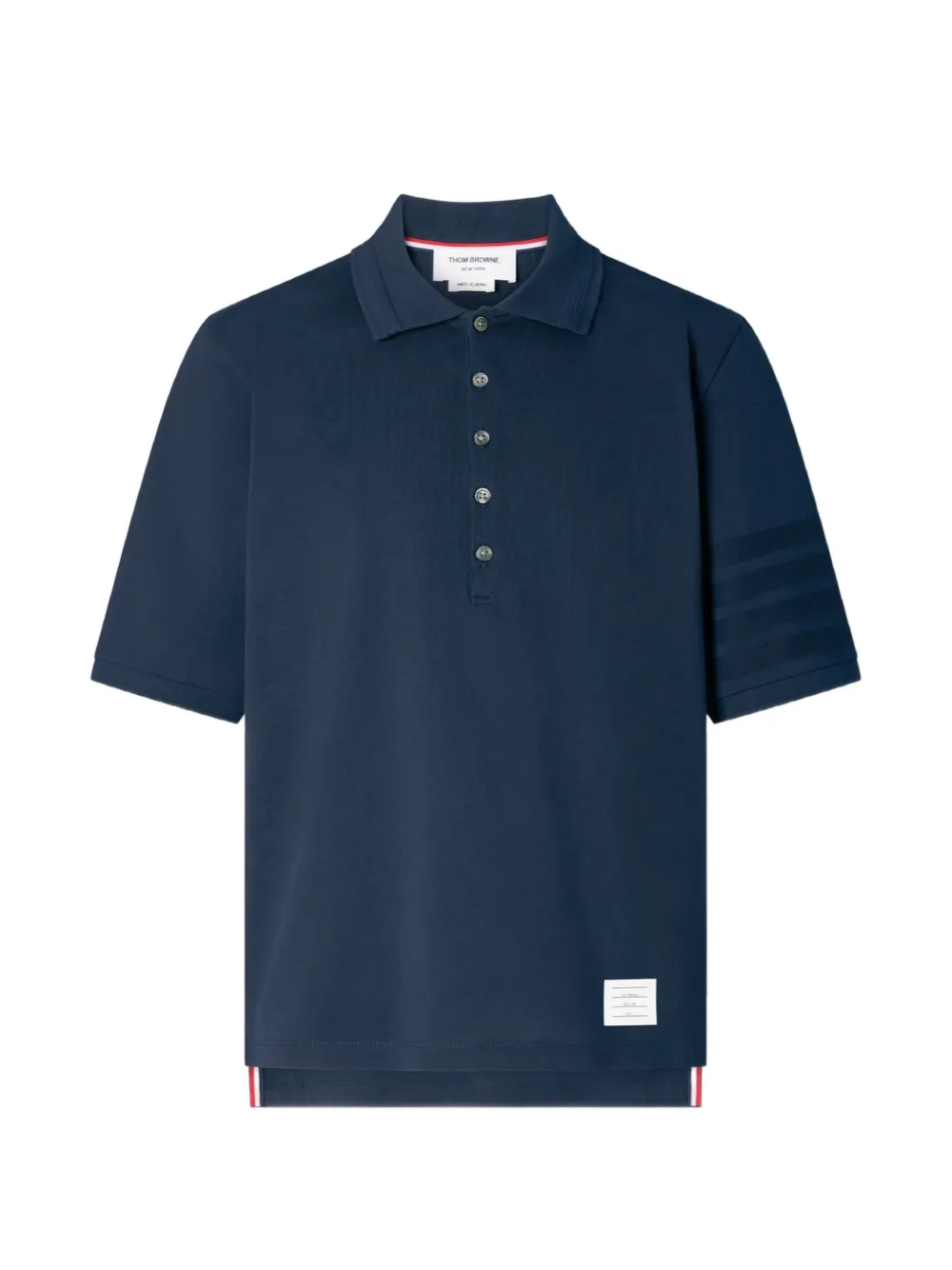Thom Browne Polo con dettaglio a righe - Blu