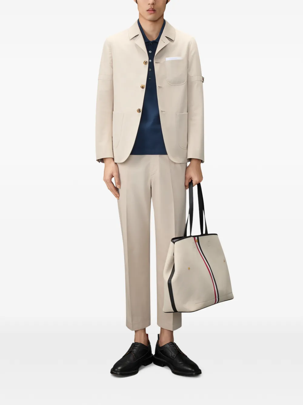 Thom Browne 4-Bar ottoman poloshirt Blauw