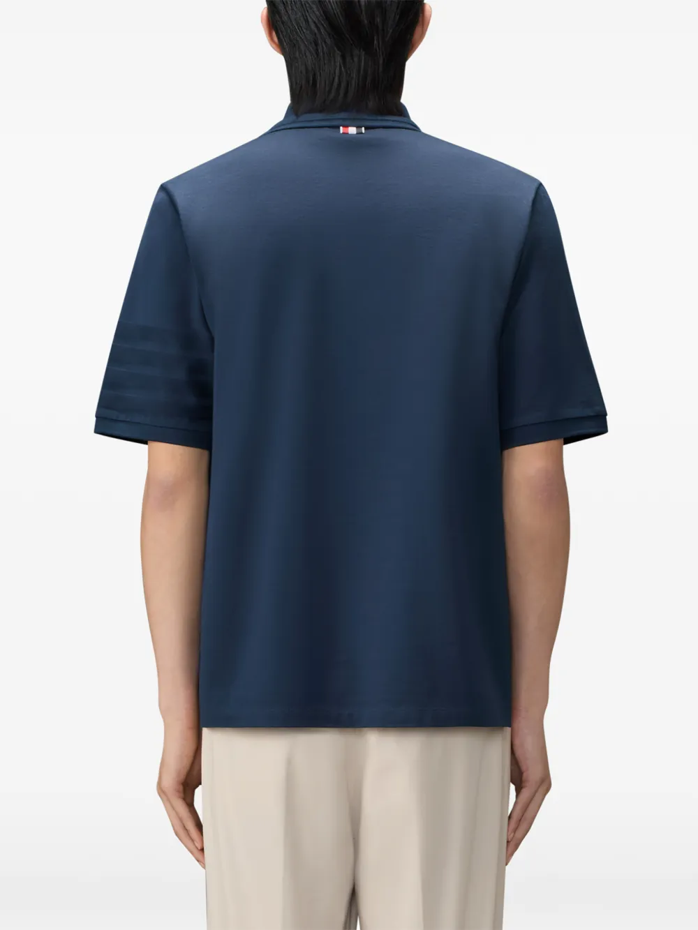 Thom Browne 4-Bar ottoman poloshirt Blauw