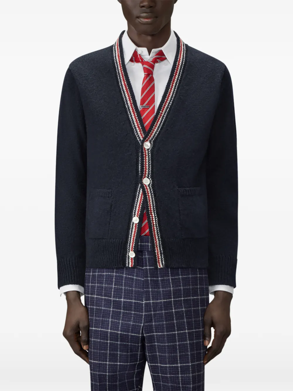 Thom Browne Hector intarsia gebreid Donegal vest Blauw