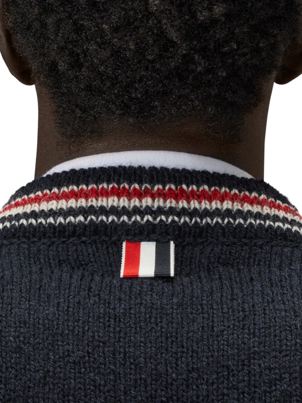 Thom Browne Hector intarsia gebreid Donegal vest Blauw