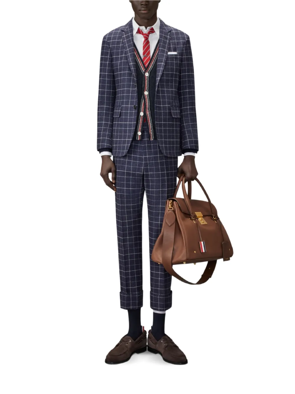 Thom Browne Hector intarsia gebreid Donegal vest Blauw