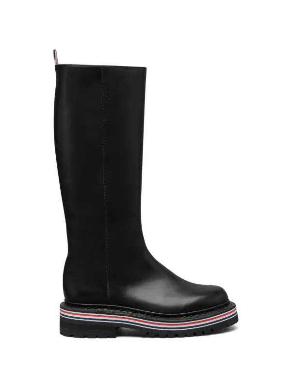 Thom Browne Rwb-stripe Leather Boots in Black