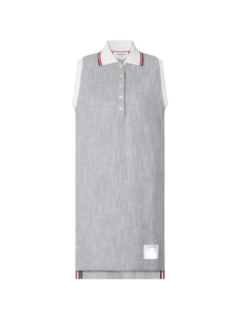 Thom Browne cotton tweed sleeveless polo dress