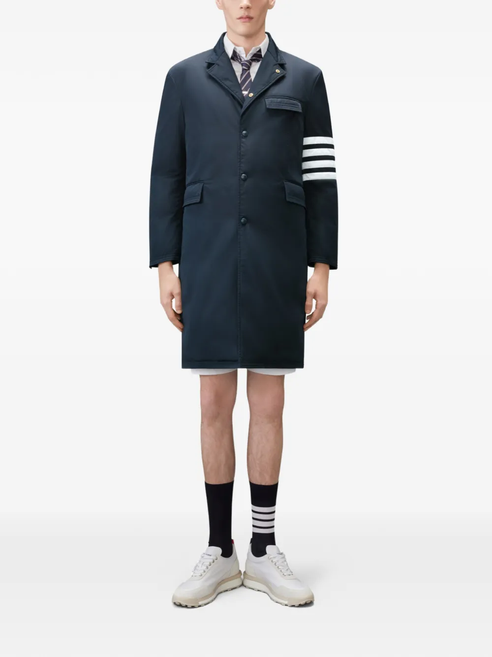 Thom Browne Poly tech 4-Bar donsjas Blauw