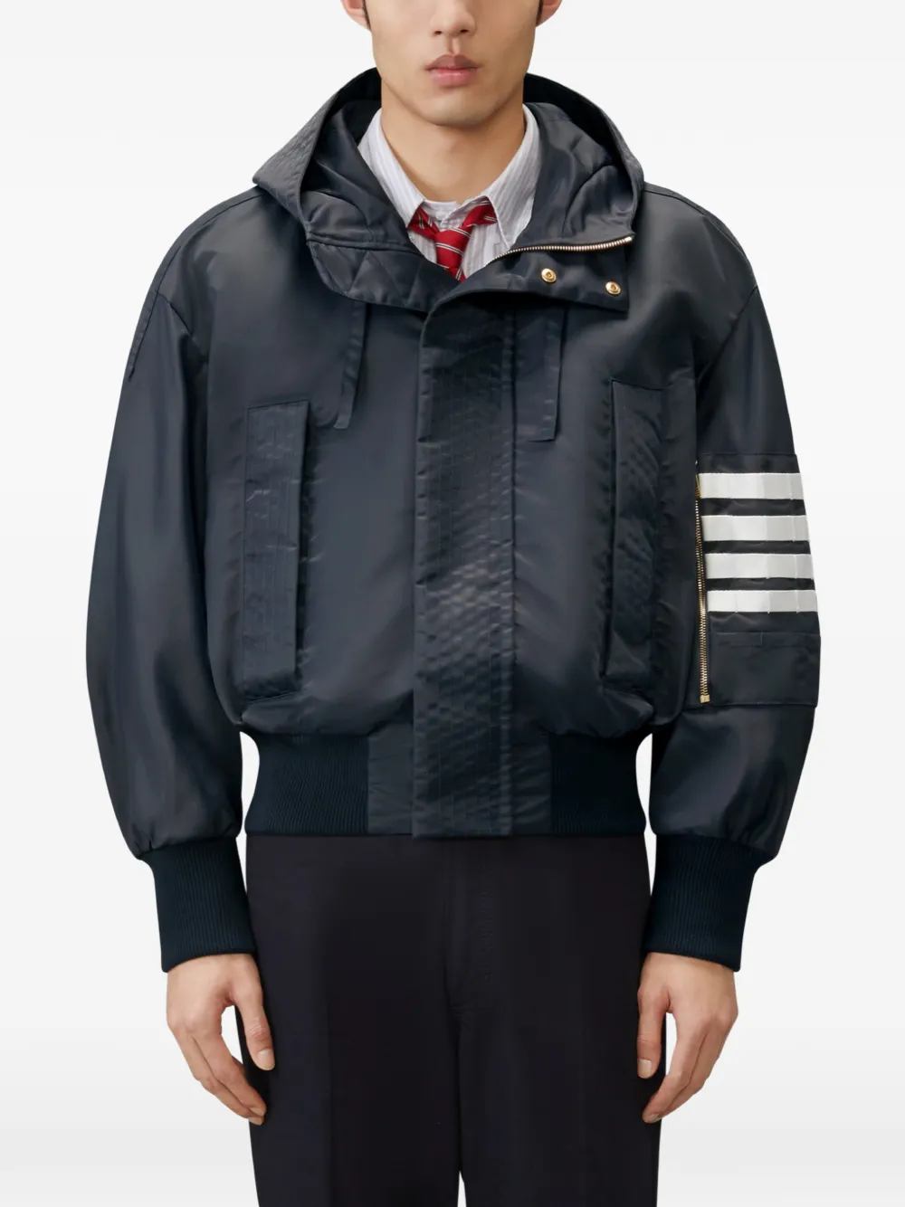 Thom Browne Tech twill 4-Barflight jack Blauw