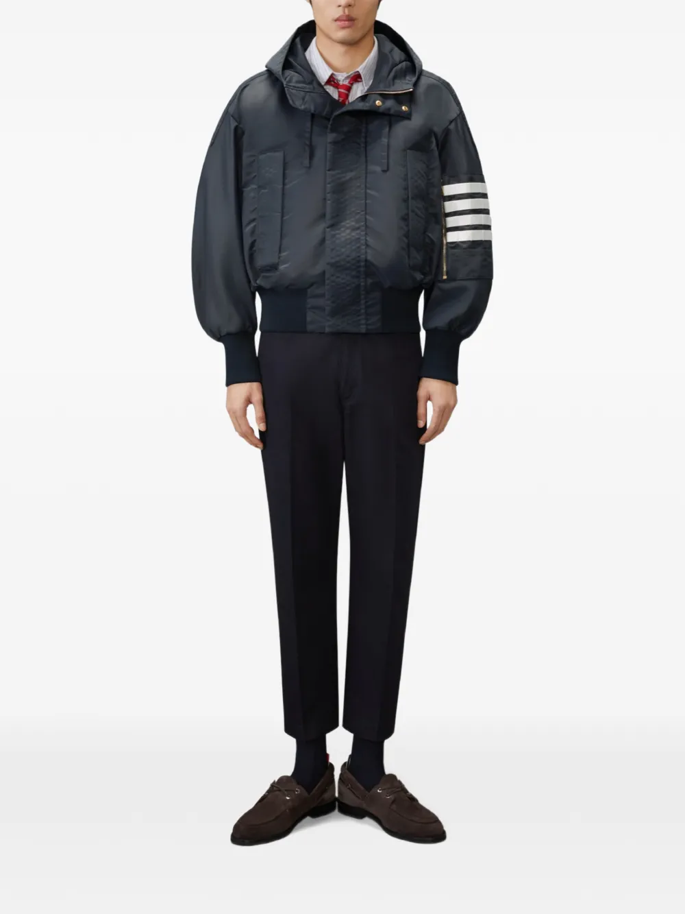 Thom Browne Tech twill 4-Barflight jack Blauw