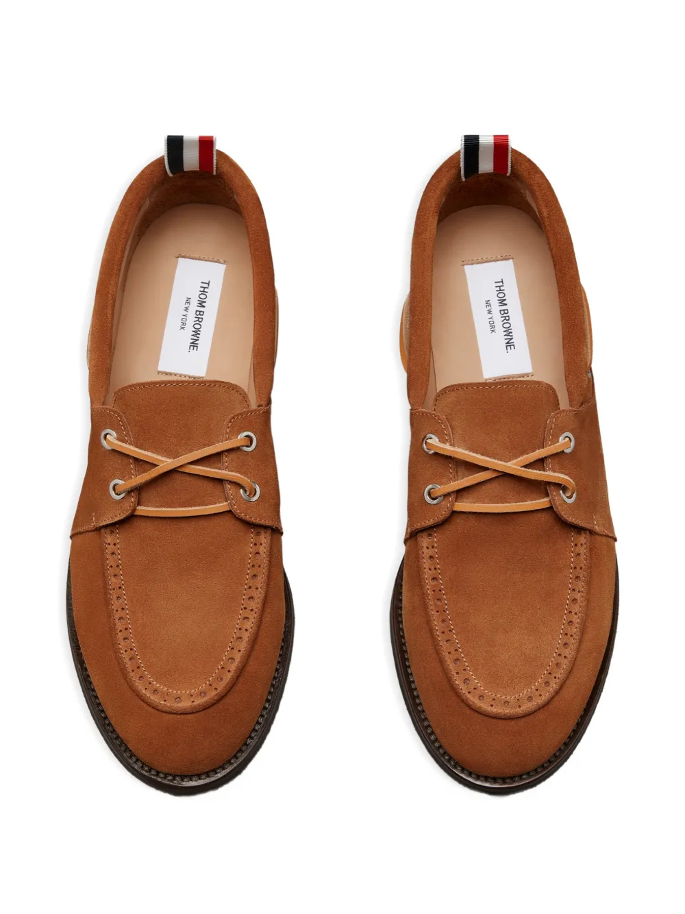 Thom Browne suede brogue-detail boat shoes Bruin