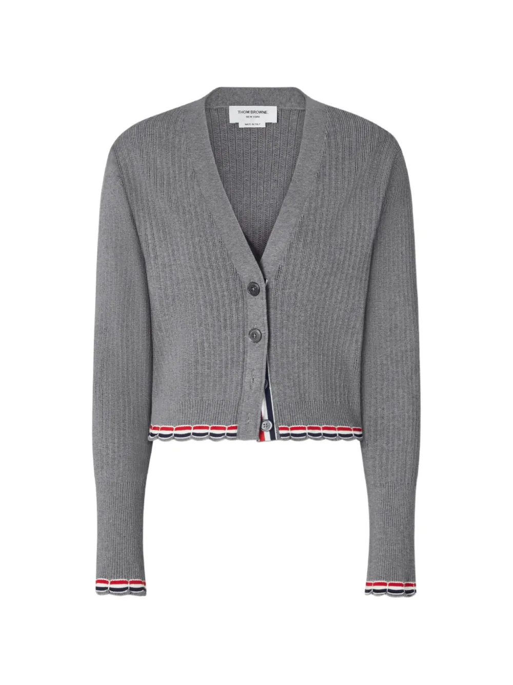 Thom Browne Cardigan a coste - Grigio