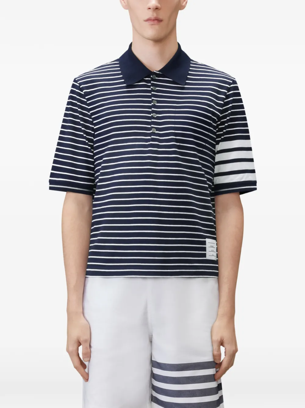 Thom Browne Poloshirt met vier strepen Blauw