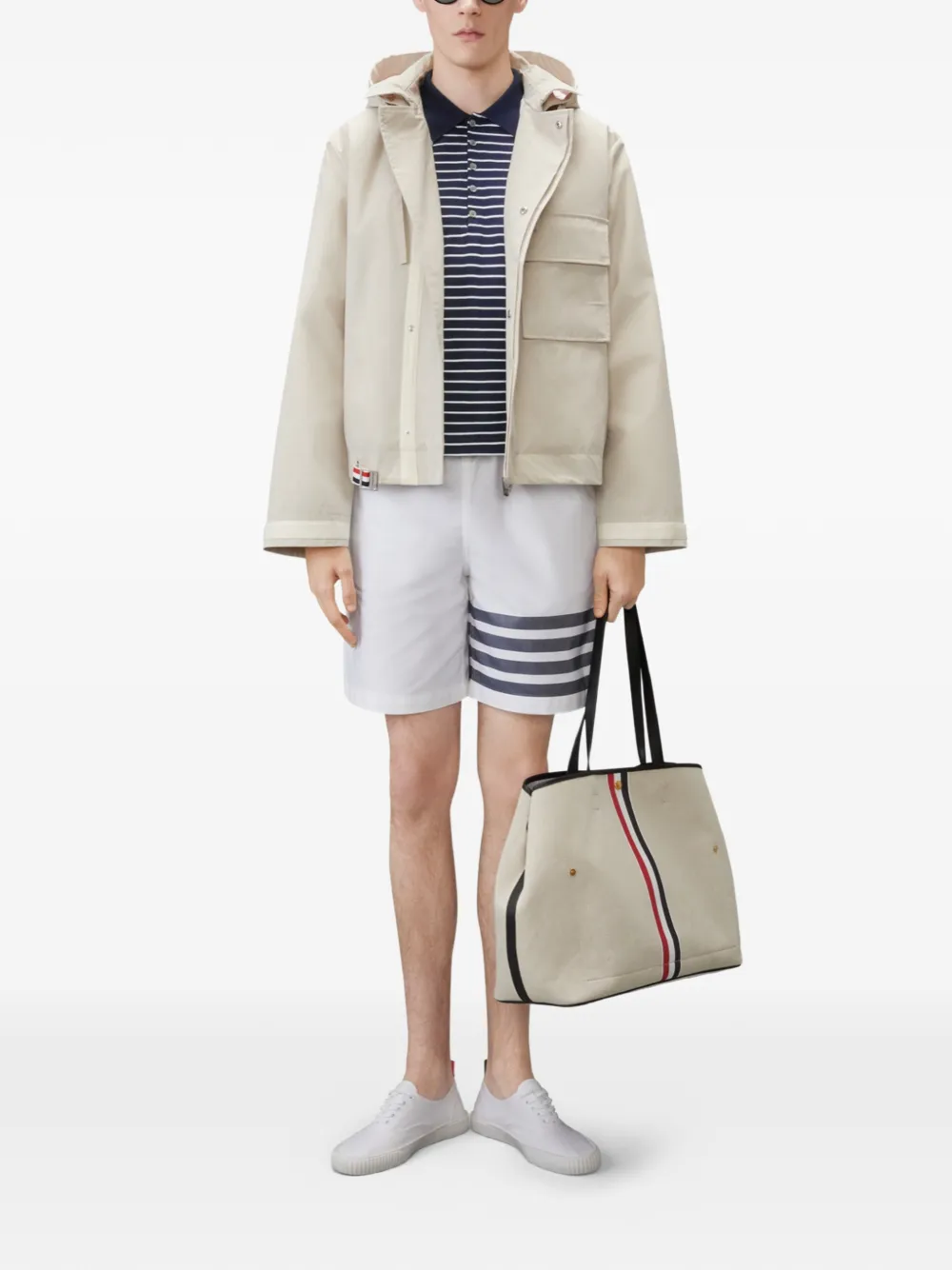 Thom Browne Poloshirt met vier strepen Blauw