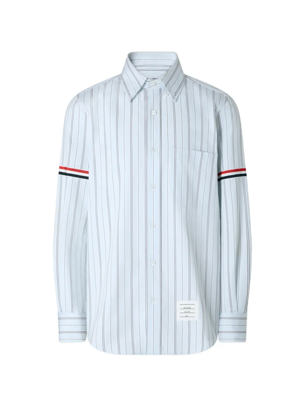 Thom Browne Madras Hairline-stripe Armband Shirt In Blue