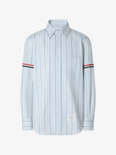Thom Browne Madras hairline-stripe armband shirt
