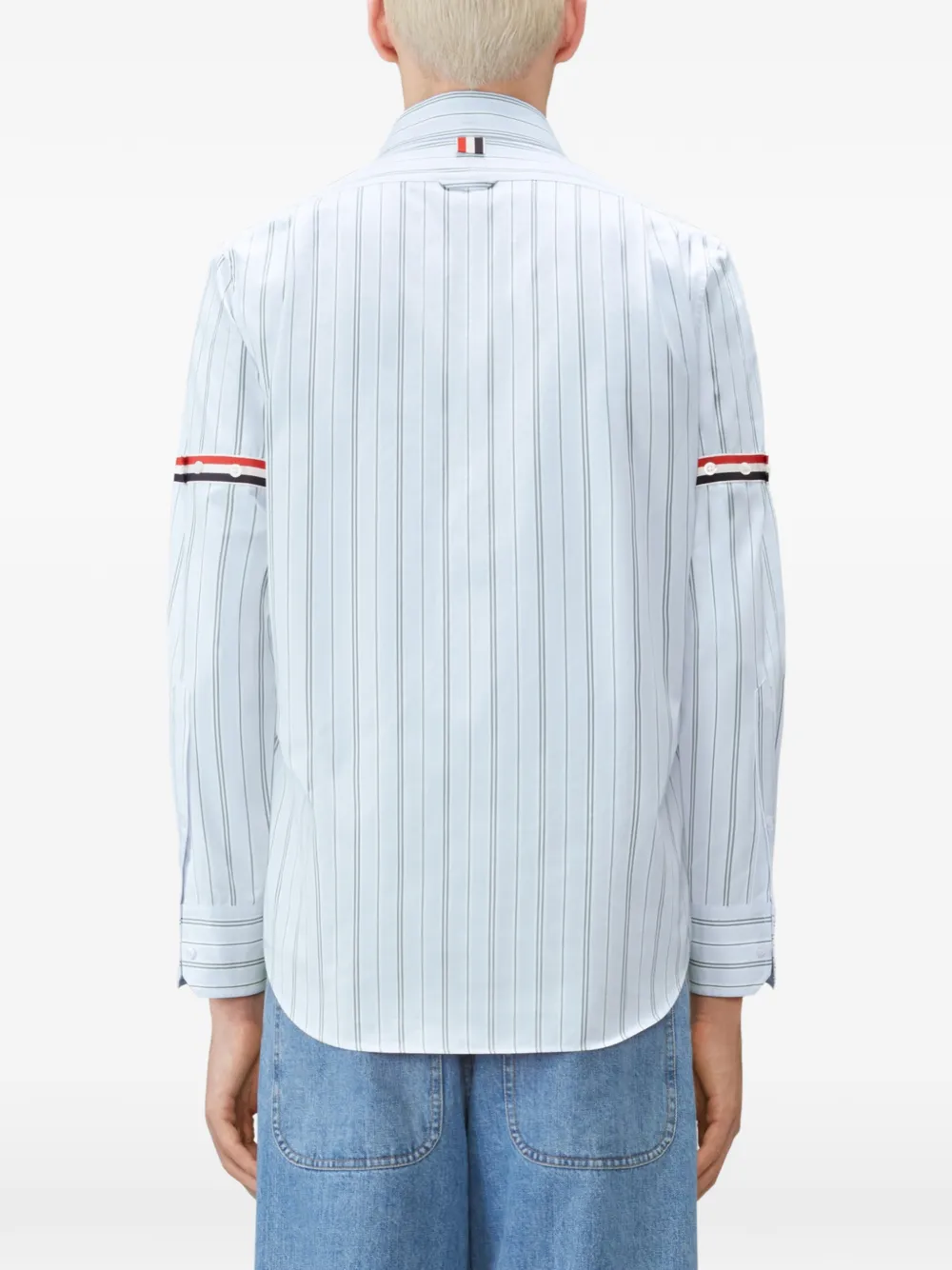 Thom Browne Popeline gestreept overhemd met armbanden Blauw