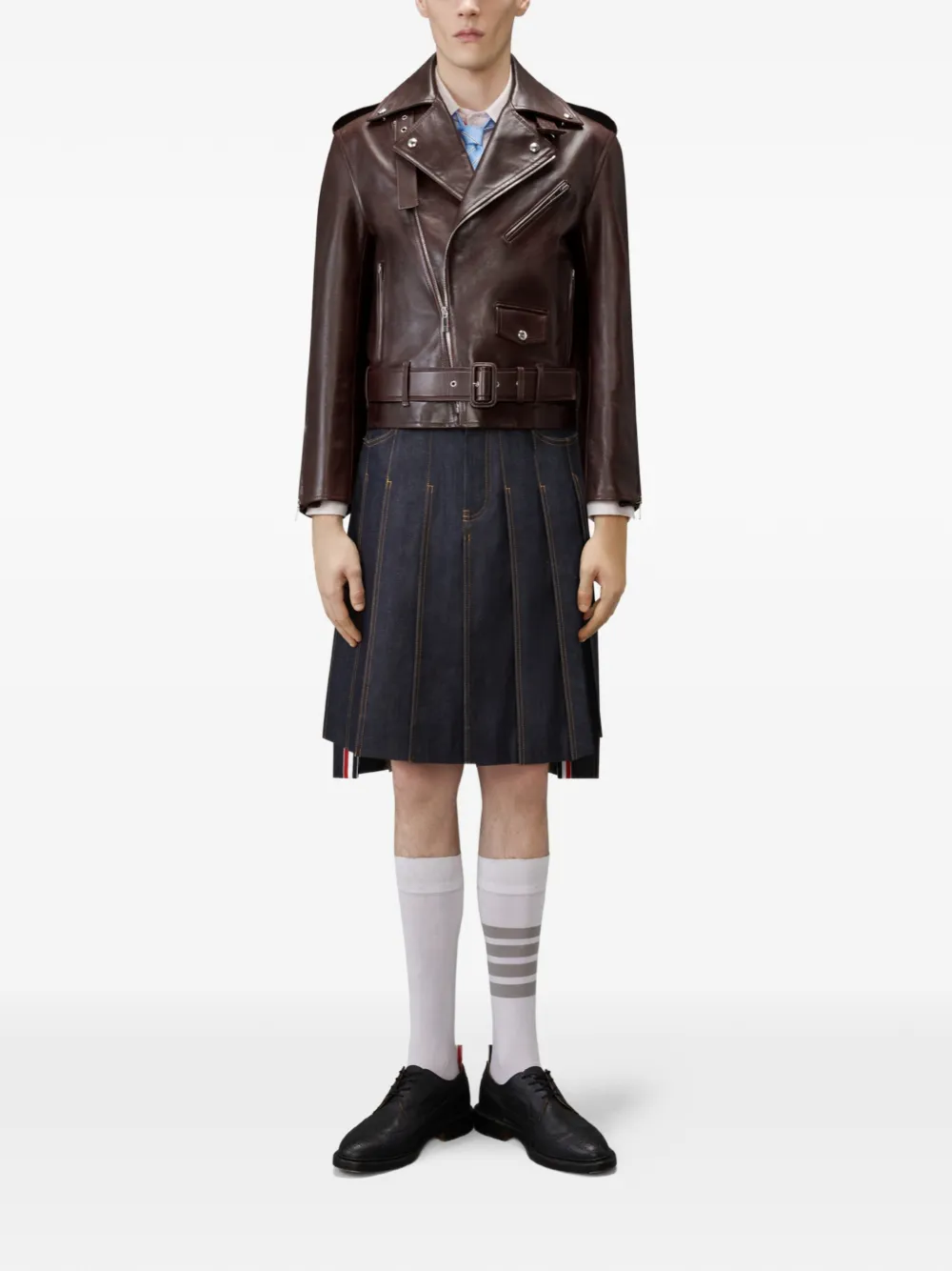 Thom Browne Leren bikerjack Bruin