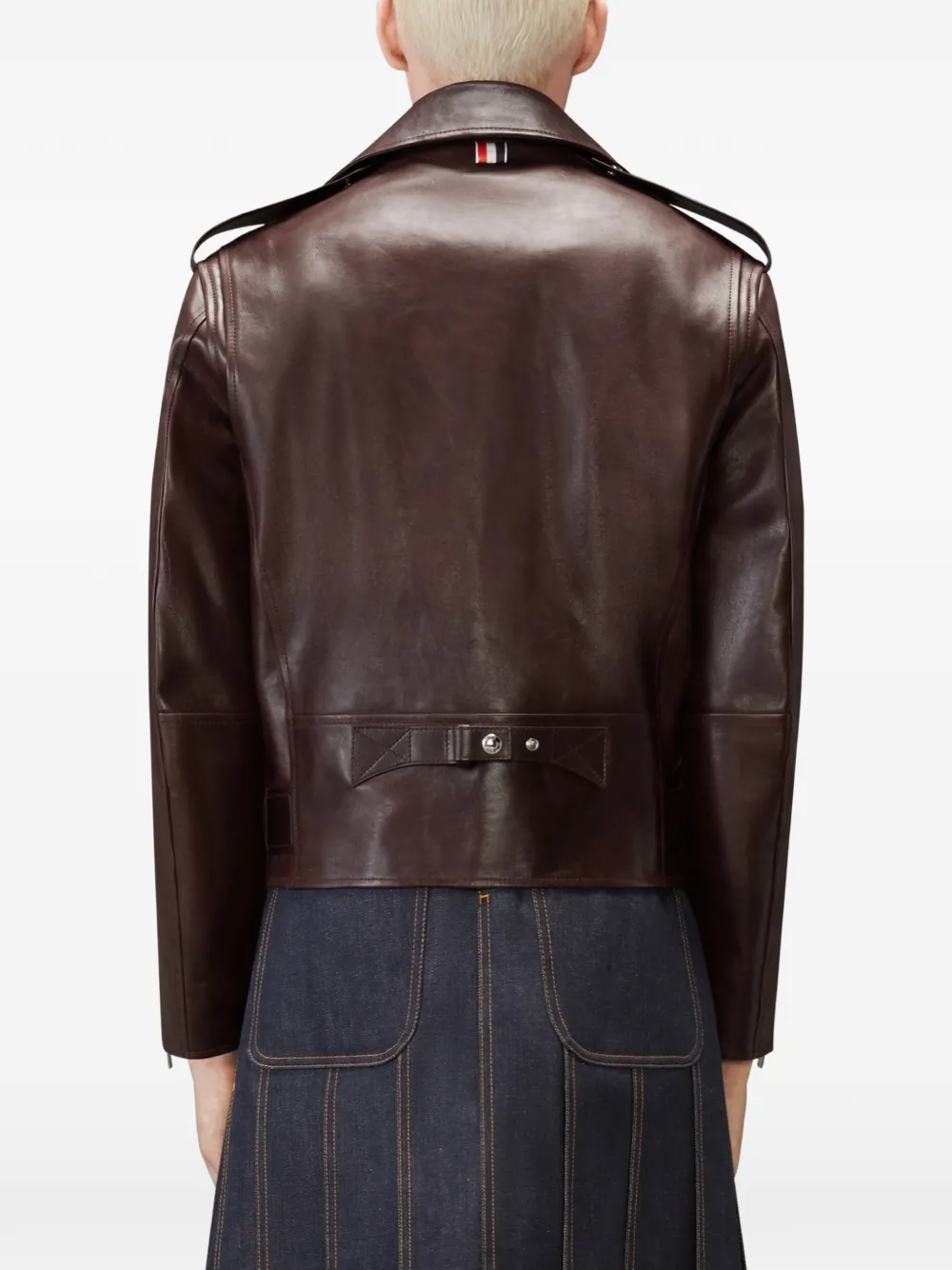Thom Browne Leren bikerjack Bruin