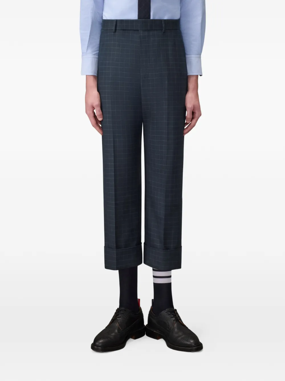 Thom Browne Cropped broek met vensterruit Blauw