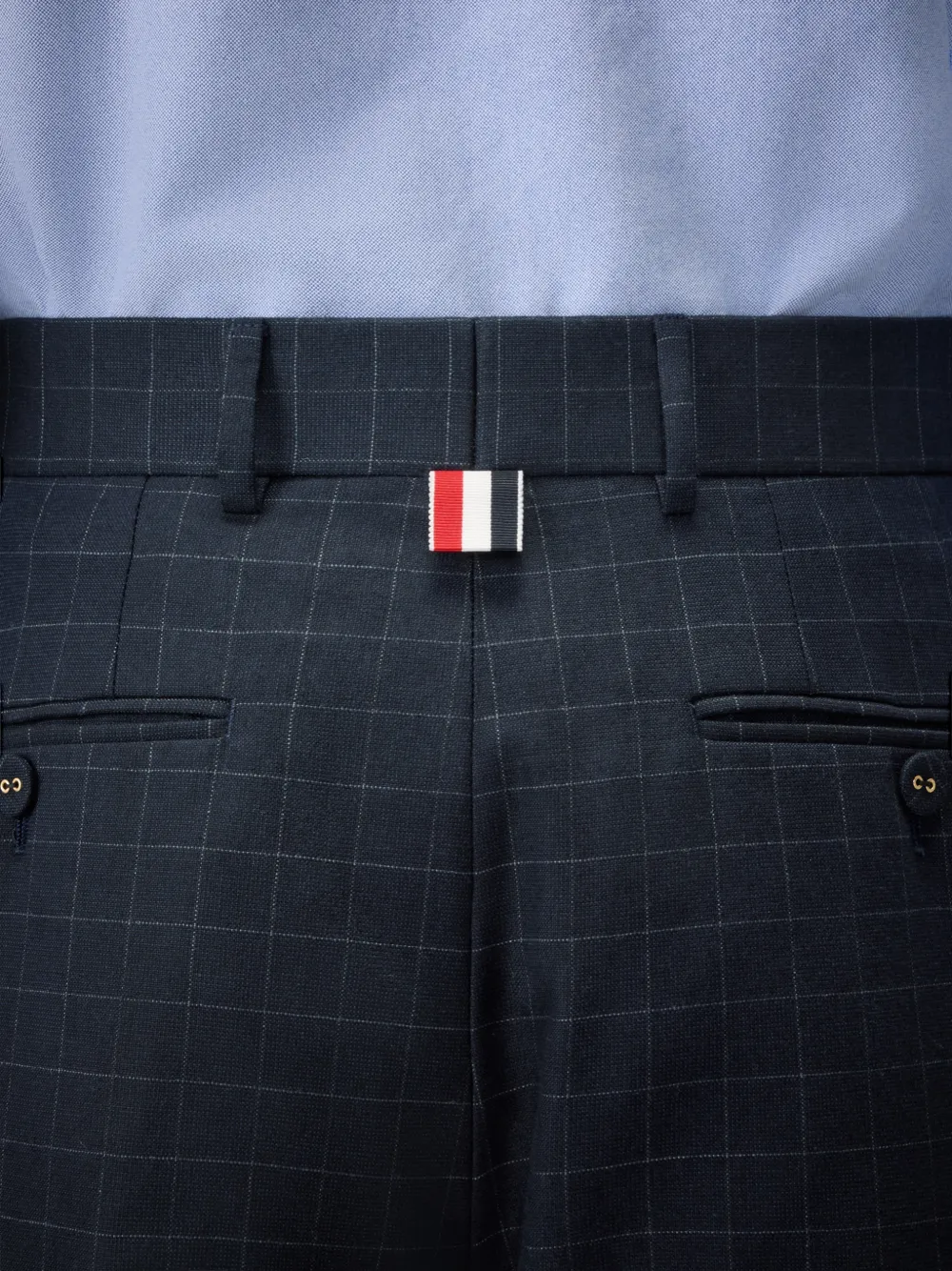 Thom Browne Cropped broek met vensterruit Blauw