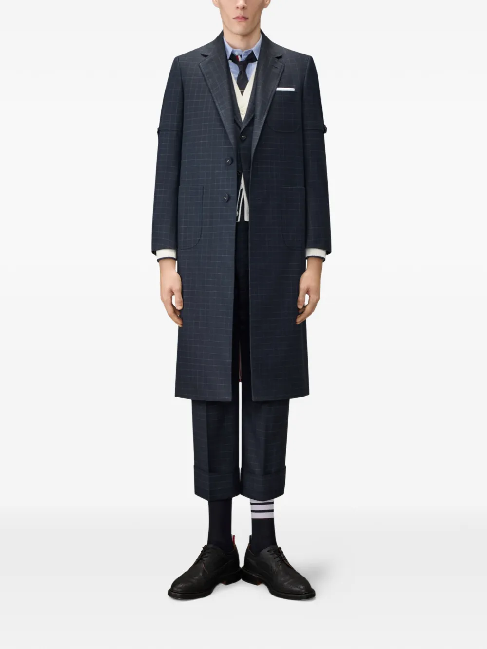 Thom Browne Cropped broek met vensterruit Blauw