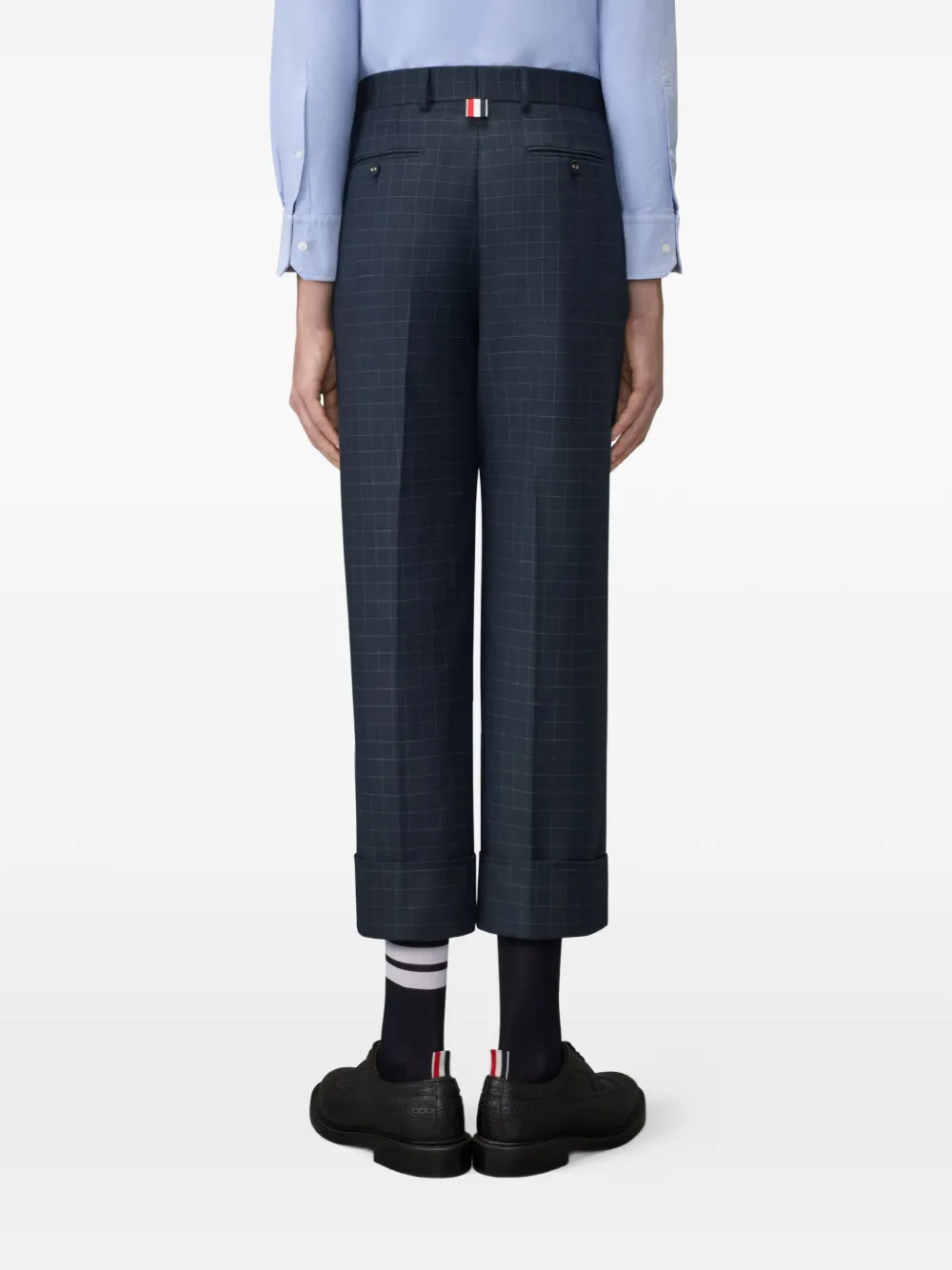 Thom Browne Cropped broek met vensterruit Blauw