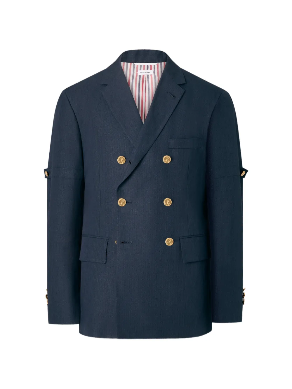 Thom Browne Giacca doppiopetto University Stripe - Blu