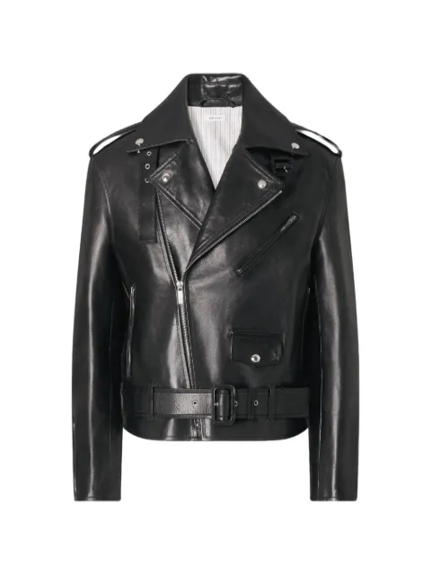 Thom Browne belted leather biker jacket