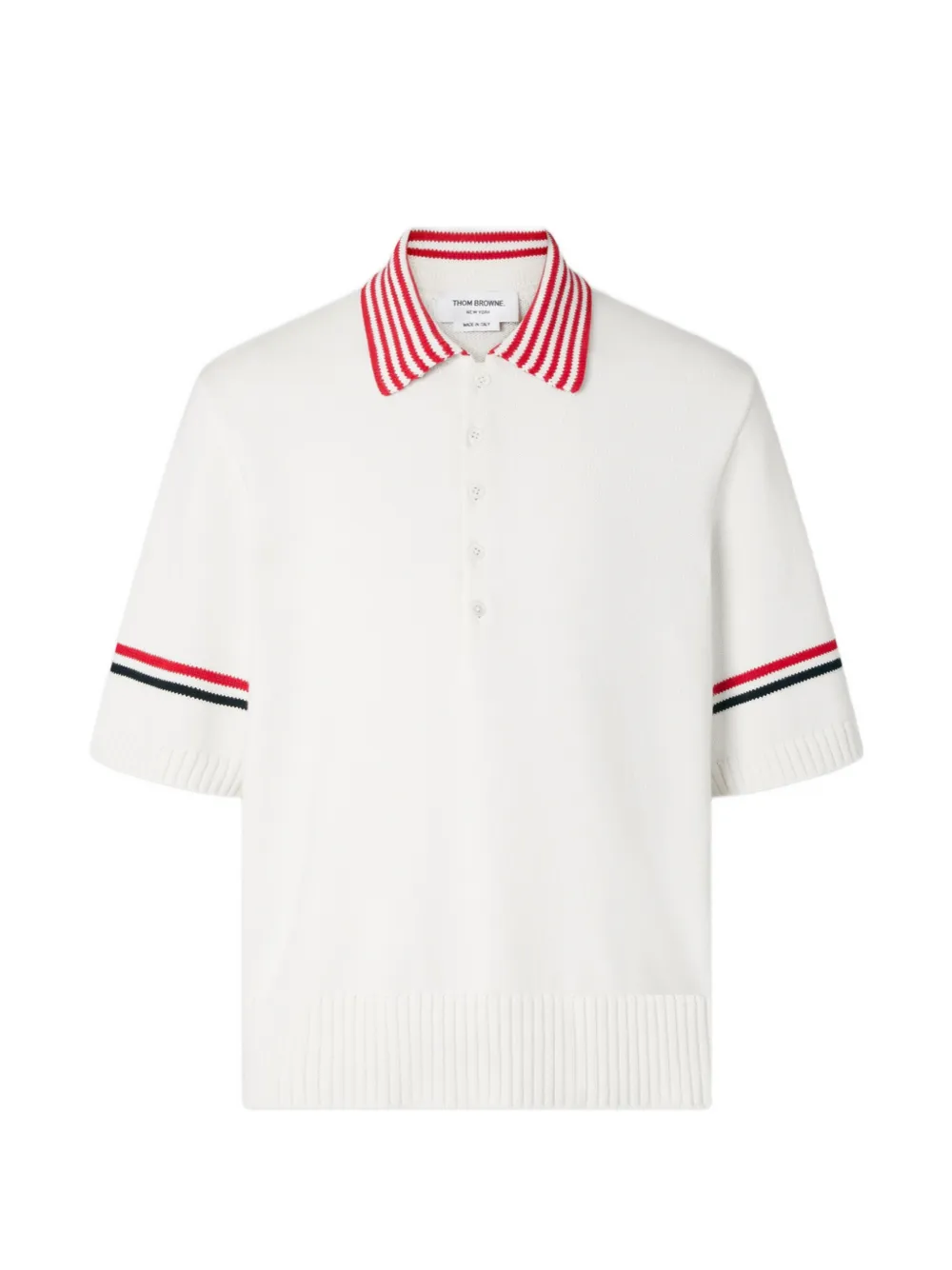 Thom Browne RWB Armband sailboat polo shirt - Weiß