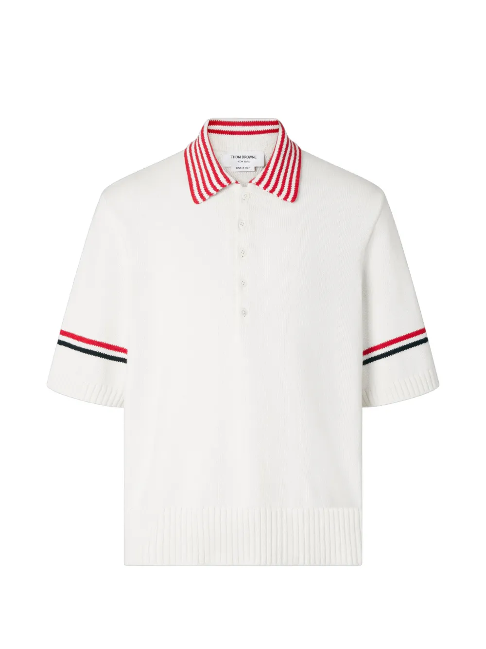Thom Browne sailboat rugby polo with RWB armbands