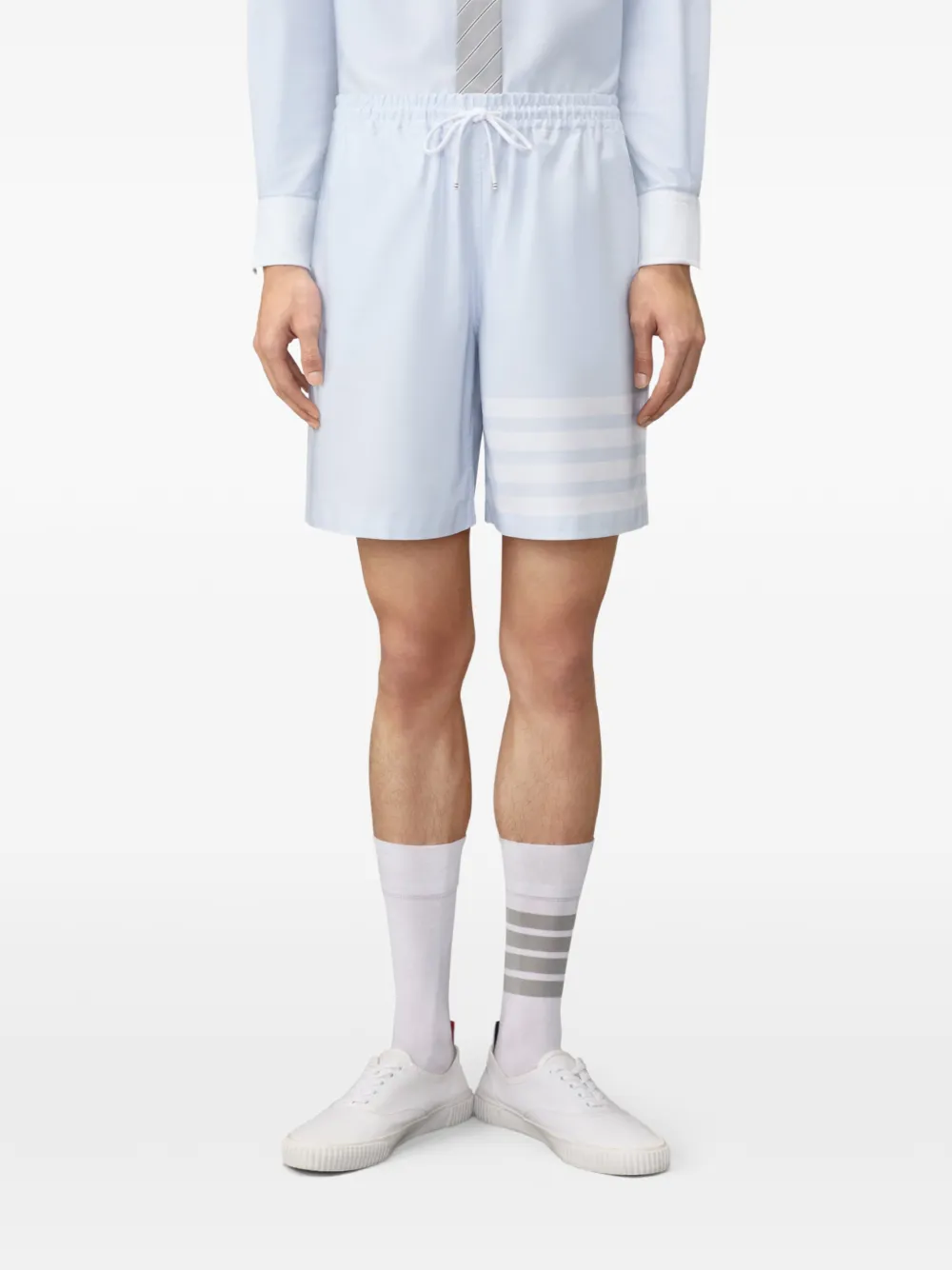 Thom Browne Oxford rugby shorts met vier strepen Blauw