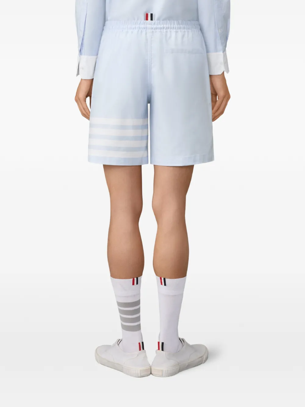 Thom Browne Oxford rugby shorts met vier strepen Blauw