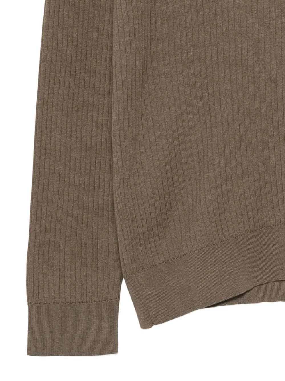 Sunspel Ribgebreid poloshirt Bruin