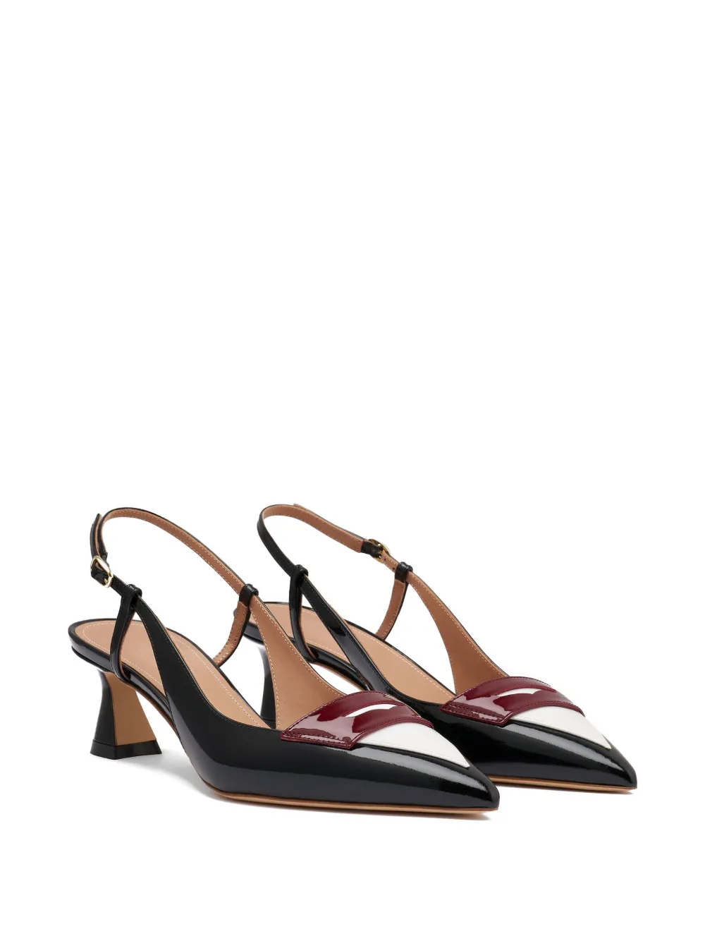 Malone Souliers Suze patent leather slingback pumps Zwart