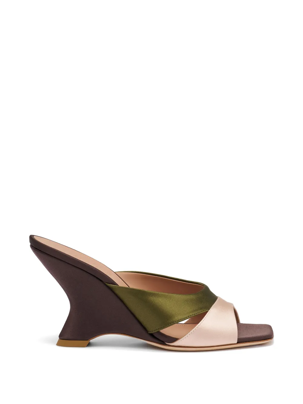 Malone Souliers Lourdes satin wedge sandals - Marrone
