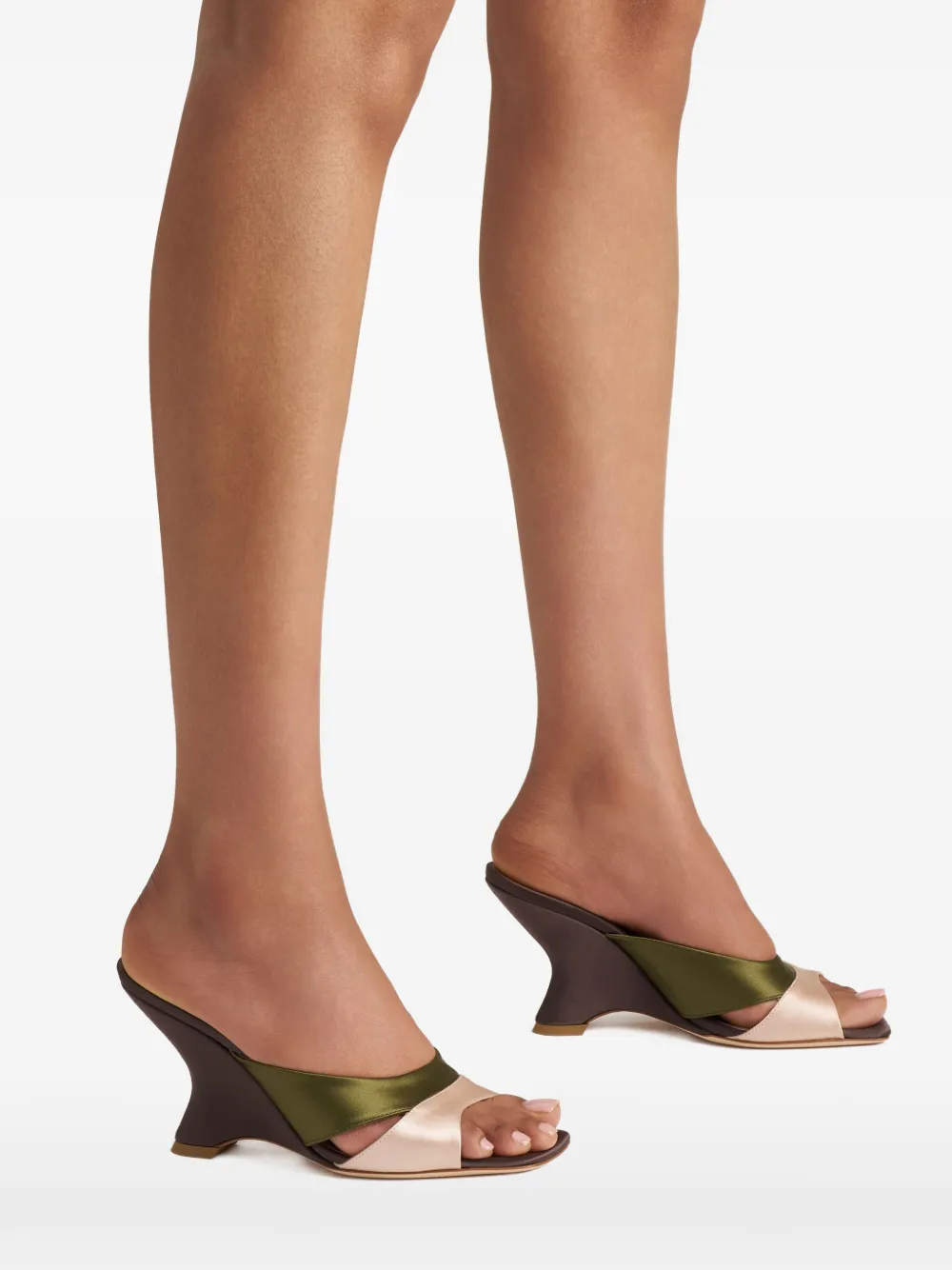 Malone Souliers Lourdes satin wedge sandals Bruin