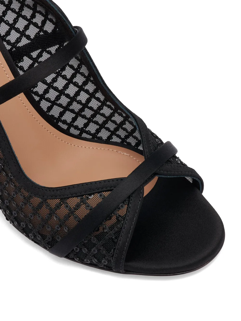 Malone Souliers Norah mesh sandalen verfraaid met pailletten Zwart