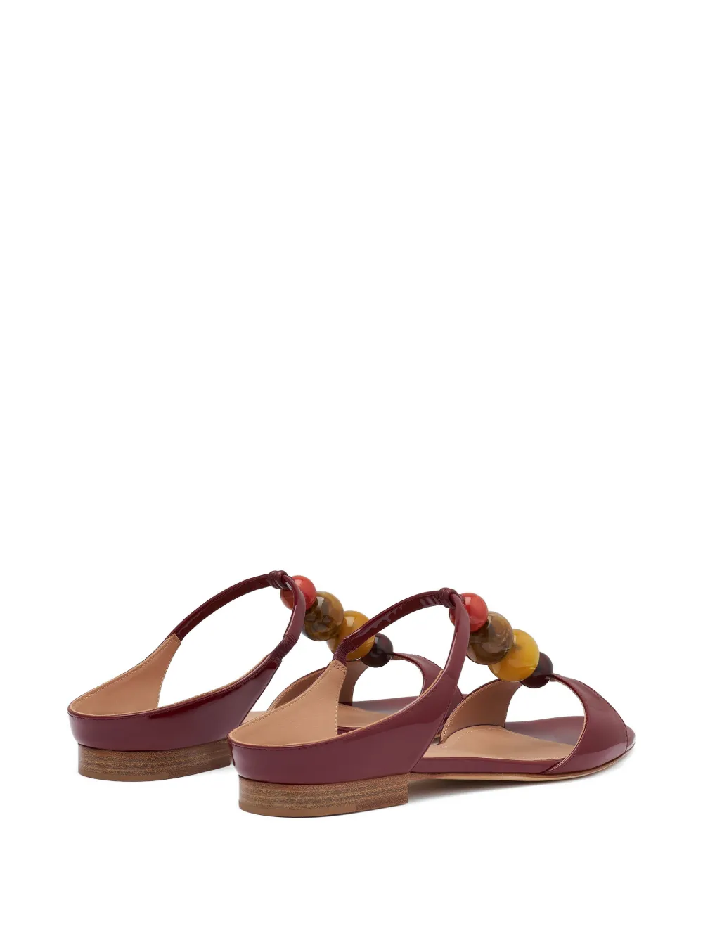 Malone Souliers Lena bead-embellished patent-leather sandals Rood