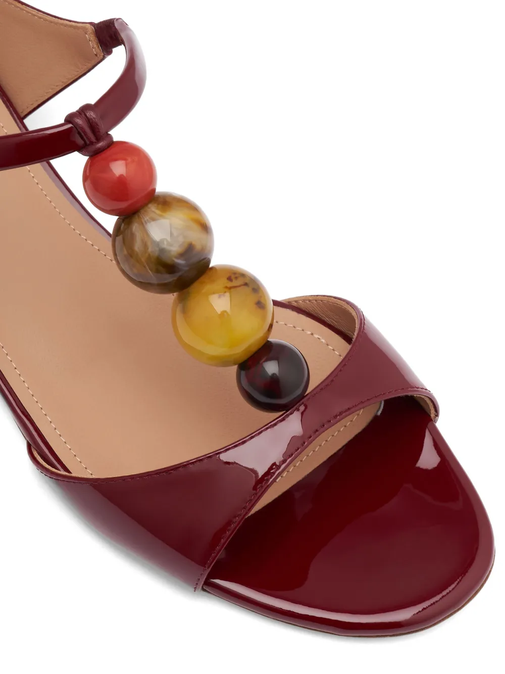 Malone Souliers Lena bead-embellished patent-leather sandals Rood
