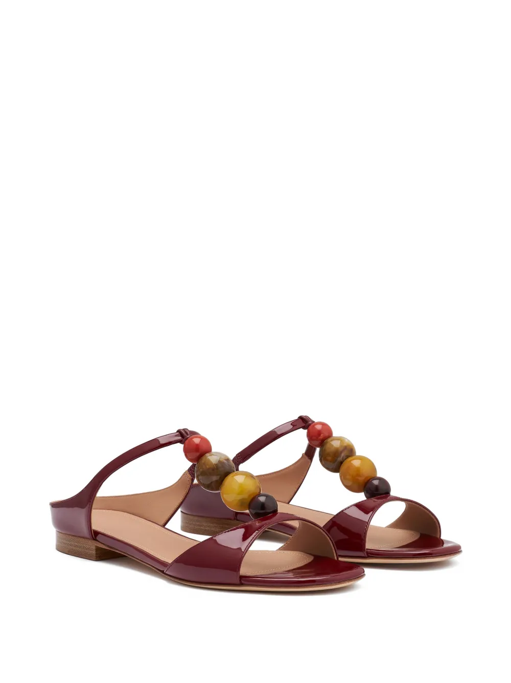 Malone Souliers Lena bead-embellished patent-leather sandals Rood